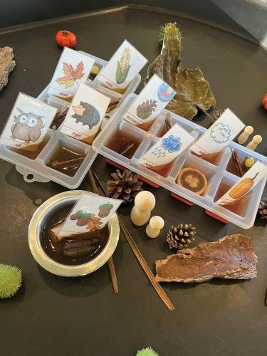 Herfst woordkaarten in jelly